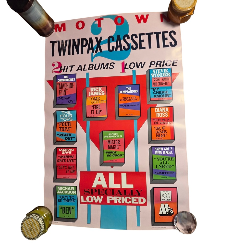Motown 25th Anniversary Twinpax Cassettes Vintage 1983 Promo Poster 23x35